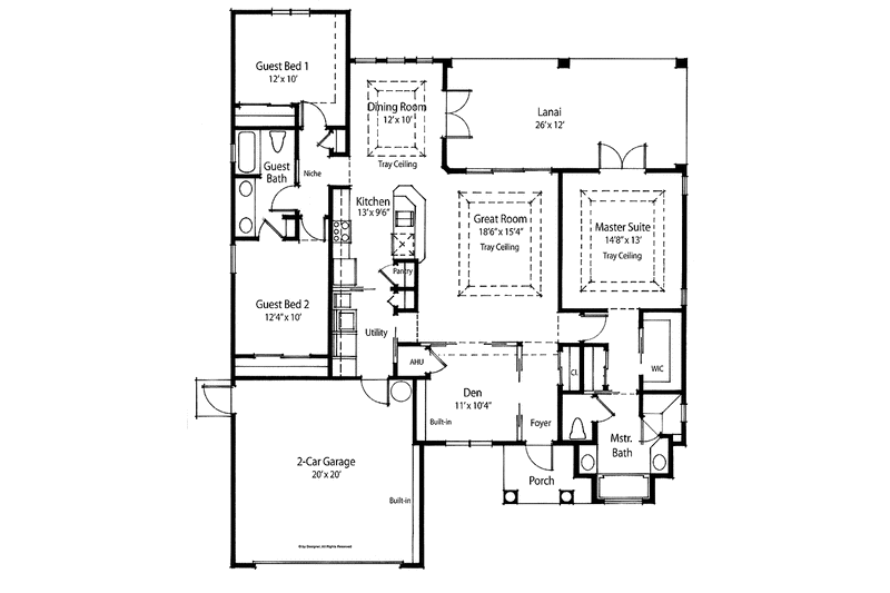House Plan Design - Floor Plan - Main Floor for Mediterranean House Plan #938-36 - 3 bed, 2 bath