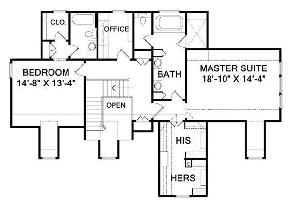 House Blueprint - Country Floor Plan - Upper Floor Plan #1054-1