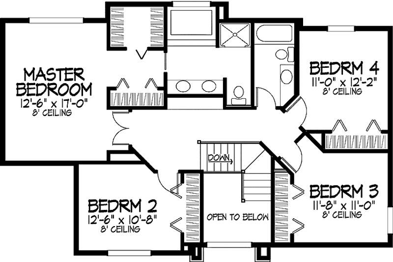 Home Plan - Floor Plan - Upper Floor for Traditional House Plan #320-888 - 4 bed, 2.5 bath