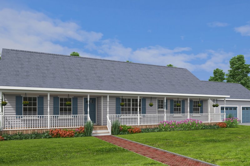 Home Plan - Exterior - Front Elevation 3 for Ranch House Plan #1082-2 - 3 bed, 2.5 bath