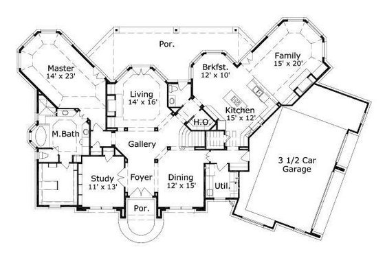 Floor Plan - Main Floor for European House Plan #411-470 - 4 bed, 4.5 bath