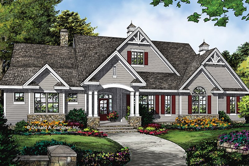 Architectural House Design - Exterior - Front Elevation 3 for Ranch House Plan #929-1016 - 4 bed, 3 bath