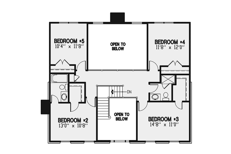 Home Plan - Floor Plan - Upper Floor for Colonial House Plan #953-77 - 5 bed, 3.5 bath