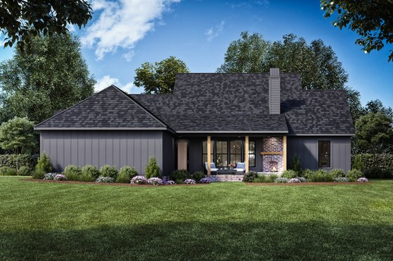 Exterior - Rear Elevation 1 for Farmhouse House Plan #1074-66 - 4 bed, 2.5 bath