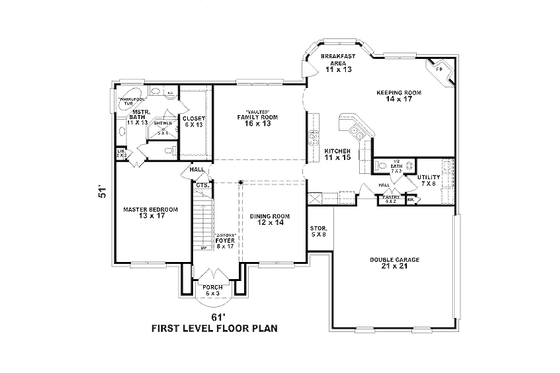 Floor Plan - Main Floor for European House Plan #81-13811 - 4 bed, 2.5 bath