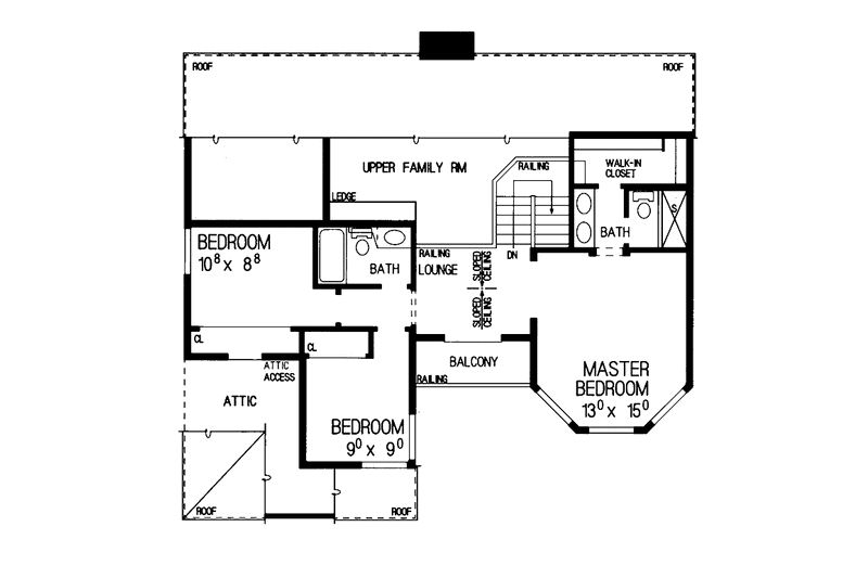 Home Plan - Floor Plan - Upper Floor for Mediterranean House Plan #72-913 - 3 bed, 2.5 bath