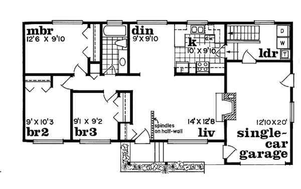 Home Plan - Ranch Floor Plan - Main Floor Plan #47-919