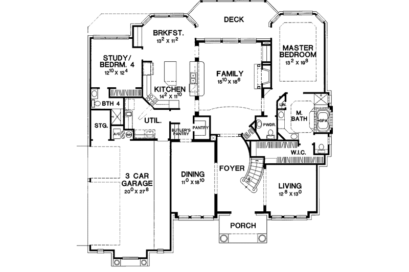 Home Plan - Floor Plan - Main Floor for Traditional House Plan #472-226 - 4 bed, 4.5 bath