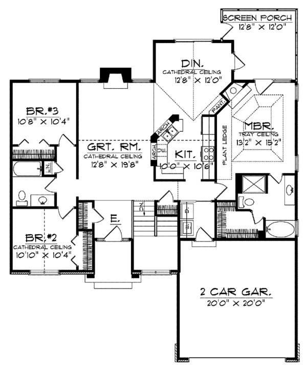 House Plan Design - Ranch Floor Plan - Main Floor Plan #70-1361