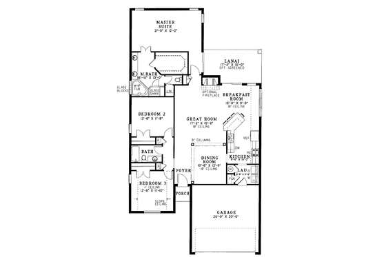 Floor Plan - Main Floor for European House Plan #17-3040 - 3 bed, 2 bath