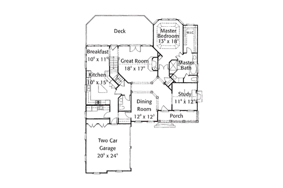 Floor Plan - Main Floor for Colonial House Plan #429-15 - 4 bed, 3.5 bath