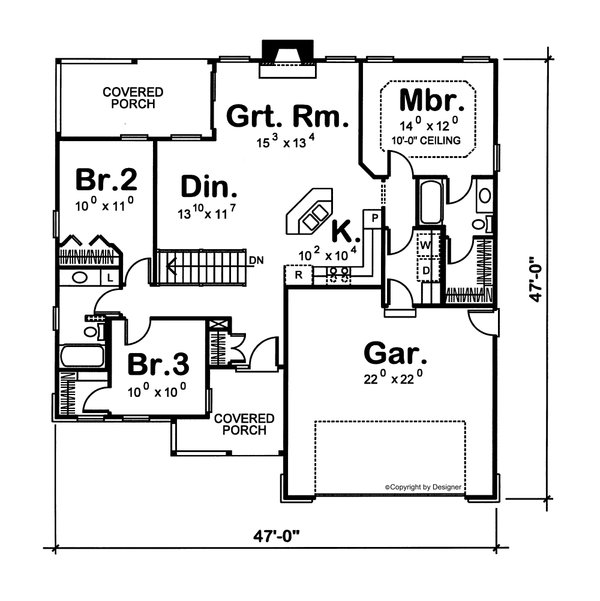 House Plan Design - Country Floor Plan - Main Floor Plan #20-2226