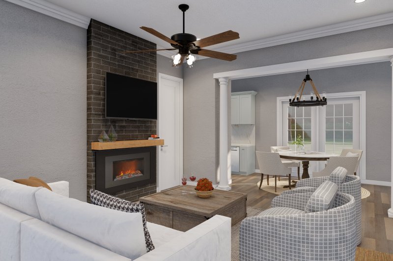 House Blueprint - Interior - Family Room 1 for Traditional House Plan #17-623 - 2 bed, 2.5 bath
