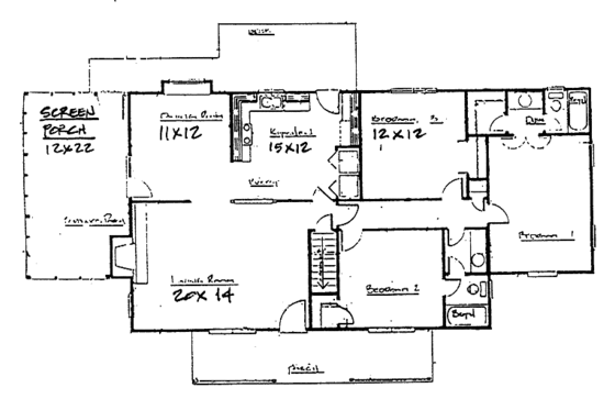 Floor Plan - Main Floor for Country House Plan #30-256 - 3 bed, 2 bath