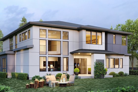Exterior - Rear Elevation for Contemporary House Plan #1066-171 - 5 bed, 4.5 bath