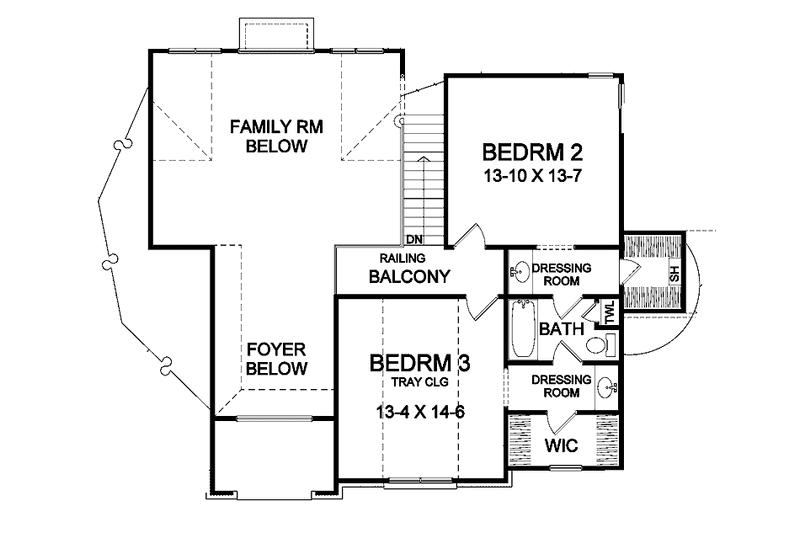 Home Plan - Floor Plan - Upper Floor for Country House Plan #328-398 - 3 bed, 2.5 bath