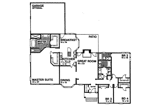Floor Plan - Main Floor for Colonial House Plan #30-269 - 4 bed, 3 bath