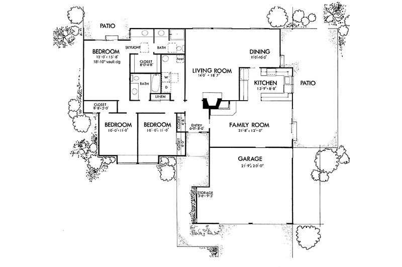Home Plan - Floor Plan - Main Floor for Contemporary House Plan #320-797 - 3 bed, 3 bath