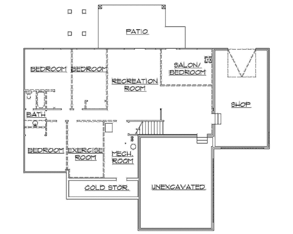 House Design - Traditional Floor Plan - Lower Floor Plan #945-90