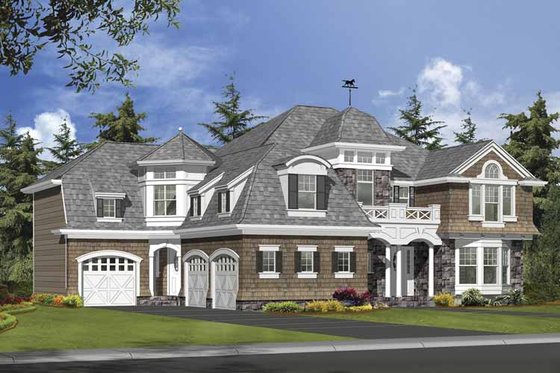 Exterior - Front Elevation 3 for Craftsman House Plan #132-505 - 4 bed, 3.5 bath