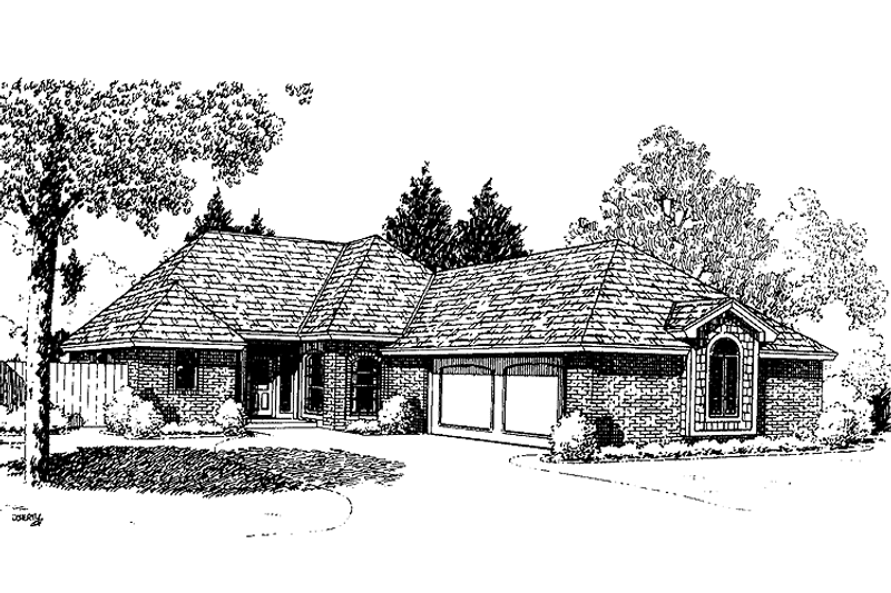 Home Plan - Exterior - Front Elevation 3 for Ranch House Plan #310-1214 - 3 bed, 2 bath