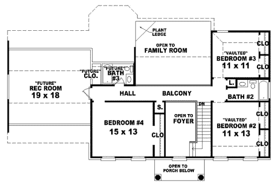 Floor Plan - Upper Floor for Colonial House Plan #81-726 - 4 bed, 3.5 bath