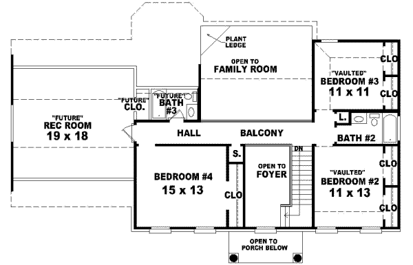 Floor Plan - Upper Floor for Colonial House Plan #81-726 - 4 bed, 3.5 bath