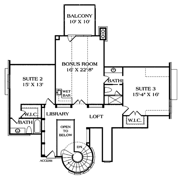 Architectural House Design - European Floor Plan - Upper Floor Plan #453-176