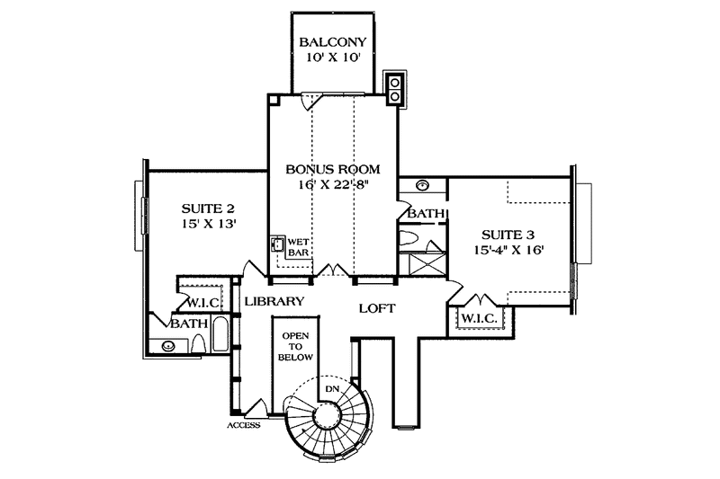 Architectural House Design - Floor Plan - Upper Floor for European House Plan #453-176 - 3 bed, 3.5 bath