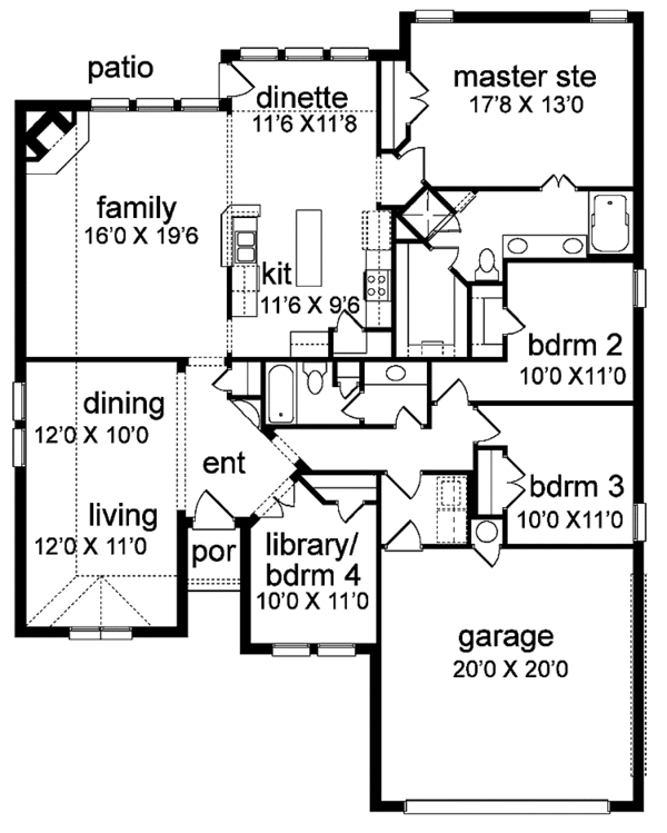 Architectural House Design - Traditional Floor Plan - Main Floor Plan #84-766