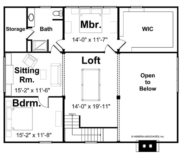 House Design - Bungalow Floor Plan - Upper Floor Plan #928-22