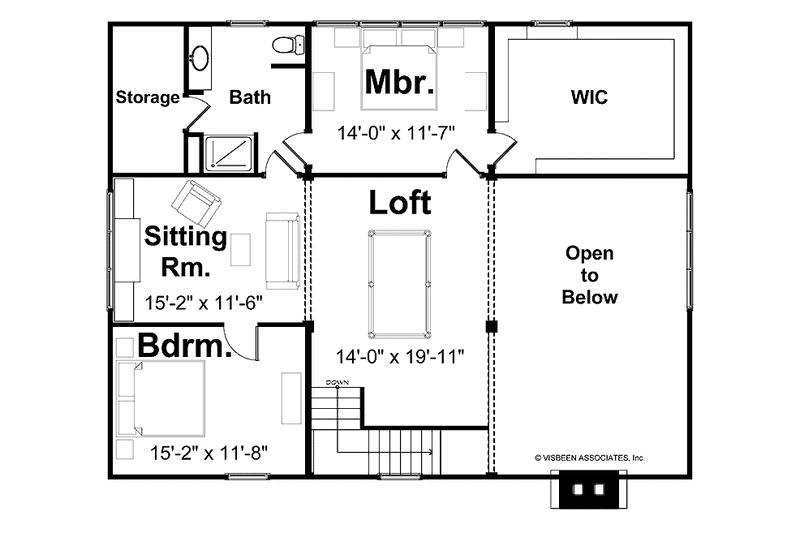 Home Plan - Floor Plan - Upper Floor for Bungalow House Plan #928-22 - 5 bed, 3.5 bath