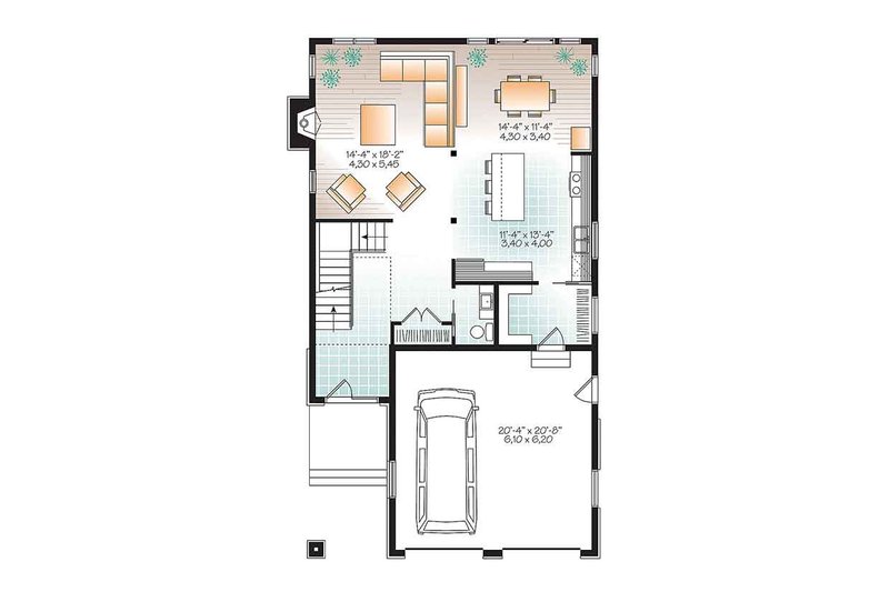 Home Plan - Floor Plan - Main Floor for Contemporary House Plan #23-2608 - 3 bed, 2.5 bath