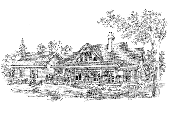 Exterior - Rear Elevation for Country House Plan #929-193 - 4 bed, 3 bath
