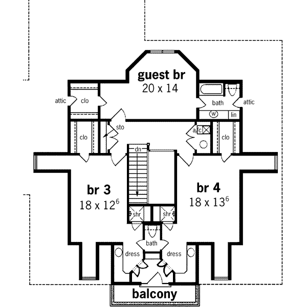 House Plan Design - Southern Floor Plan - Upper Floor Plan #45-251