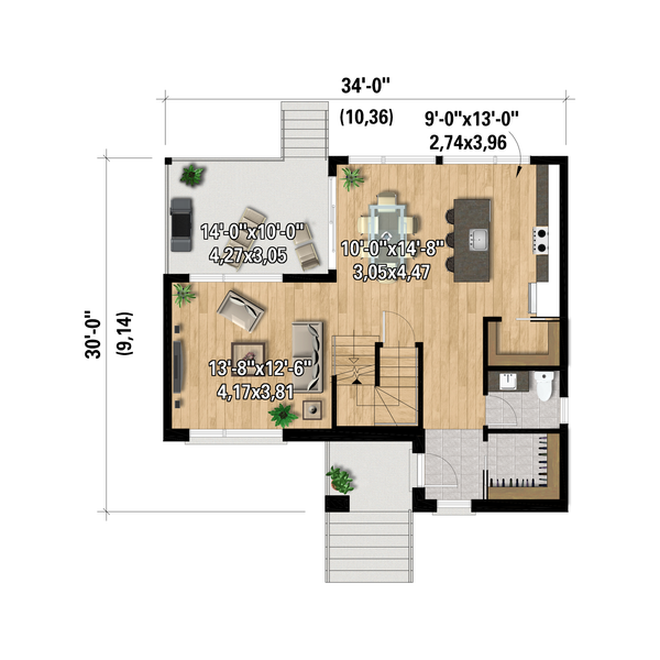 European Floor Plan - Main Floor Plan #25-5015