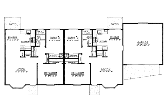 Floor Plan - Main Floor for Ranch House Plan #303-186 - 2 bed, 1 bath