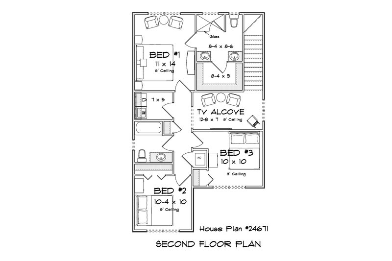 Architectural House Design - Floor Plan - Upper Floor for Modern House Plan #513-2463 - 3 bed, 2.5 bath