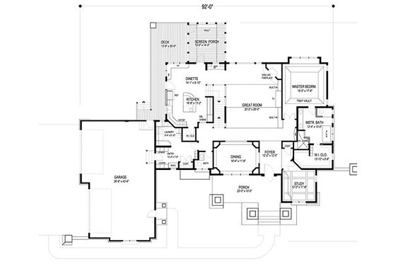 Floor Plan - Main Floor for Craftsman House Plan #56-592 - 5 bed, 4 bath