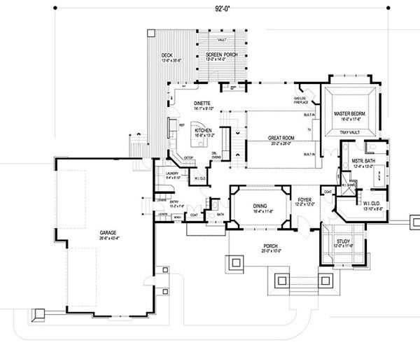 Dream House Plan - Craftsman Floor Plan - Main Floor Plan #56-592