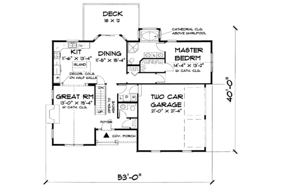 Floor Plan - Main Floor for Farmhouse House Plan #75-105 - 3 bed, 2.5 bath