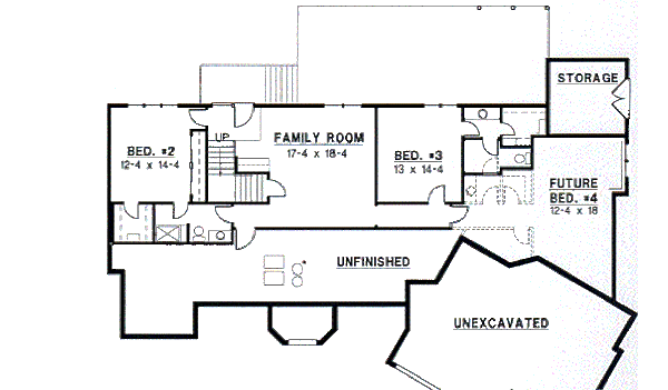 Traditional Floor Plan - Lower Floor Plan #67-372