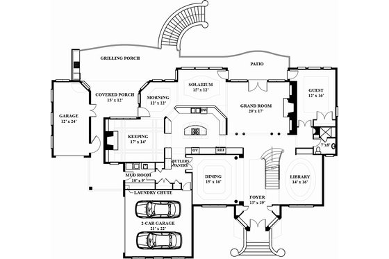 Floor Plan - Main Floor for European House Plan #119-197 - 5 bed, 5 bath