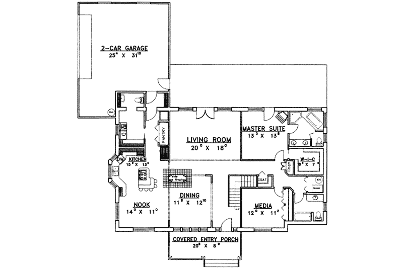 Home Plan - Floor Plan - Main Floor for Modern House Plan #117-419 - 4 bed, 4 bath