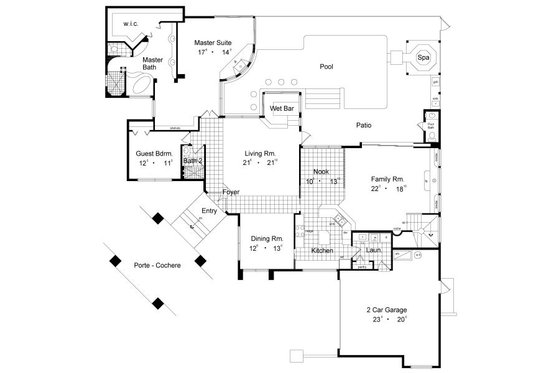 Floor Plan - Main Floor for European House Plan #417-375 - 4 bed, 3.5 bath