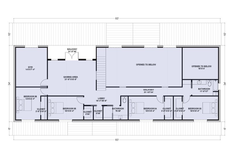 Dream House Plan - Floor Plan - Upper Floor for Barndominium House Plan #1107-19 - 6 bed, 4 bath