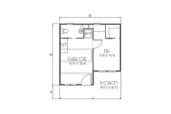 Floor Plan - Main Floor for Cottage House Plan #423-43 - 1 bed, 1 bath