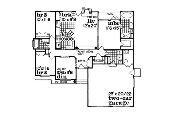 Floor Plan - Main Floor for Traditional House Plan #47-252 - 3 bed, 2 bath