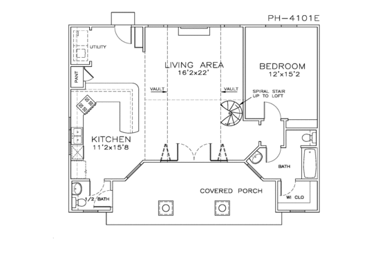 Floor Plan - Main Floor for Contemporary House Plan #8-226 - 1 bed, 2 bath