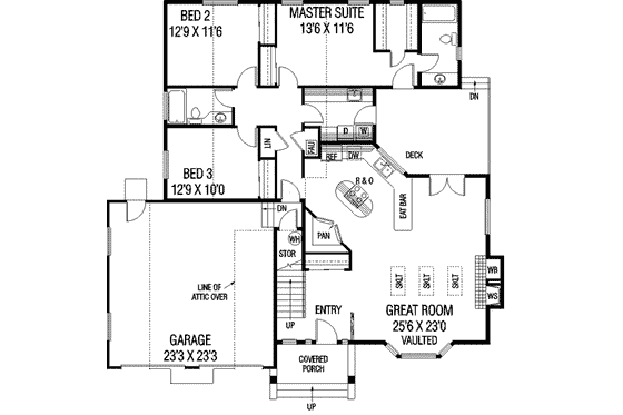 Floor Plan - Main Floor for Traditional House Plan #60-117 - 3 bed, 2 bath